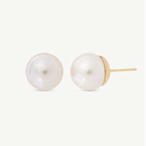 Золотые жемчужные серьги 10 мм Лира