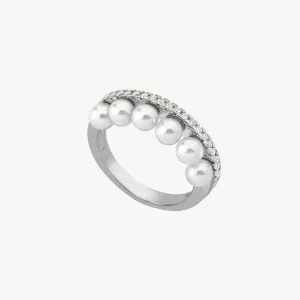 Кольцо с жемчугом и цирконами, изысканное