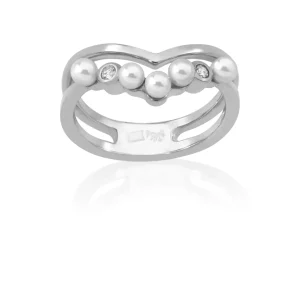 Серебряное кольцо с белым жемчугом Арабеска