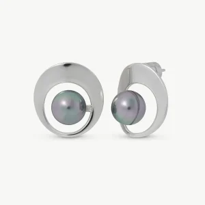 Серьги с серым жемчугом Petra