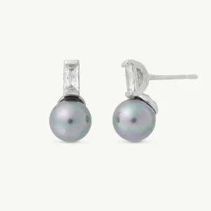 Серьги с серым жемчугом 8 мм Selene