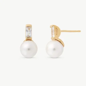 8мм золотые жемчужные серьги Селена