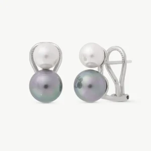 Серьги с жемчугом 7-9 мм разноцветные Jour