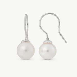 Короткие серебряные серьги с жемчугом Нуада