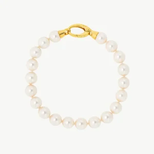 8 мм золотой жемчужный браслет Лира
