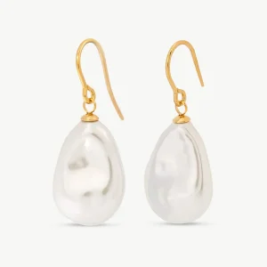 Серьги Keila Gold 14x20 мм с диким жемчугом