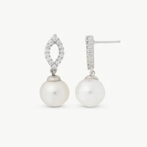 Серьги с цирконием и жемчугом Lilit