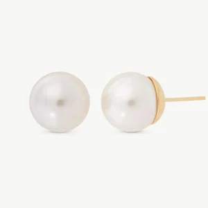 Серьги с жемчугом 12 мм Золотая лира