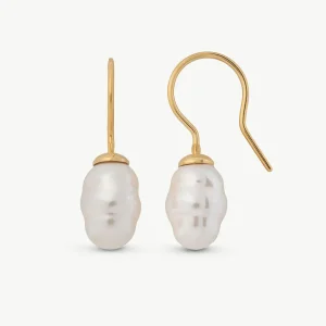 Серьги с барочным жемчугом 8 мм, золотая Агора