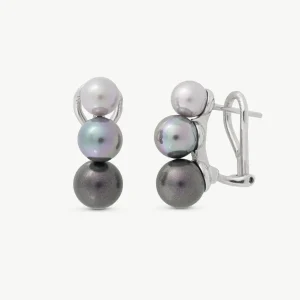 Серьги с тройным жемчугом, разноцветные, Jour