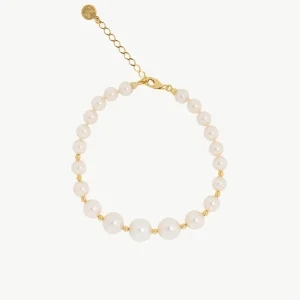 Браслет из жемчуга 6-10 мм, золотистый, деграде