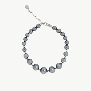 Браслет из жемчуга 6-10 мм серый деграде