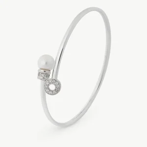 Браслет-петля из жемчуга с фианитами Алина