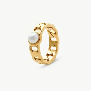 Кольцо позолоченное с полукруглыми жемчужинами Puffy Pearls